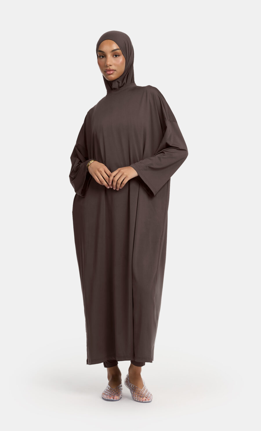 MAXI OVERSIZED BURKINI SET - DARK BROWN, S