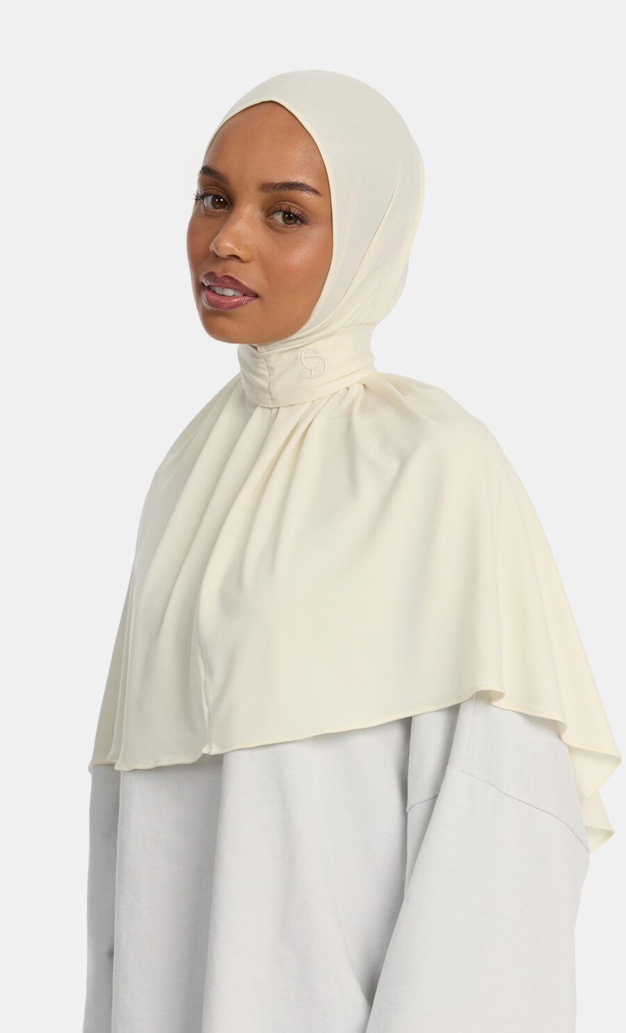 PREMIUM JERSEY PULL TIE HIJAB - LIGHT CREAM