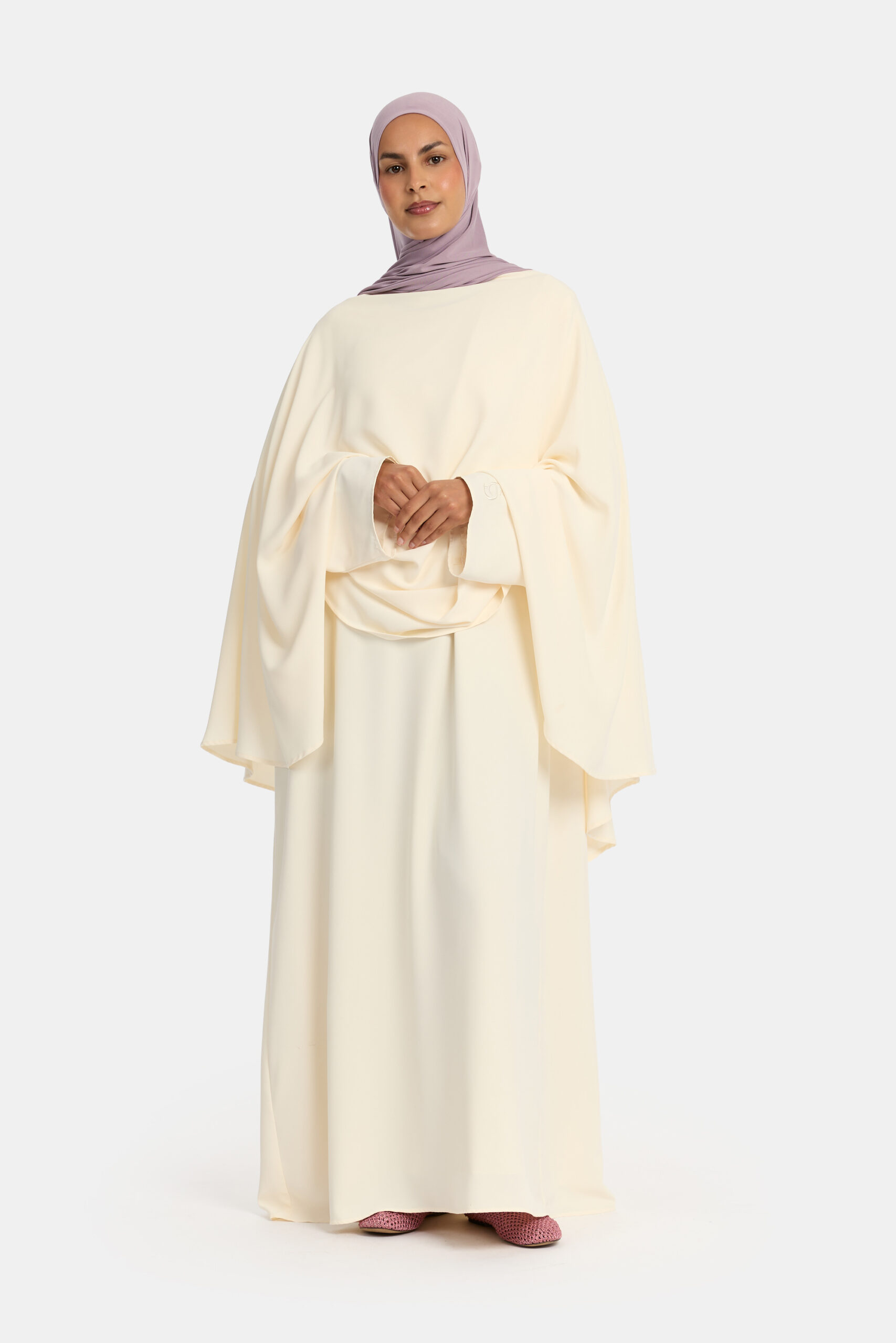 layered cape dress - creme