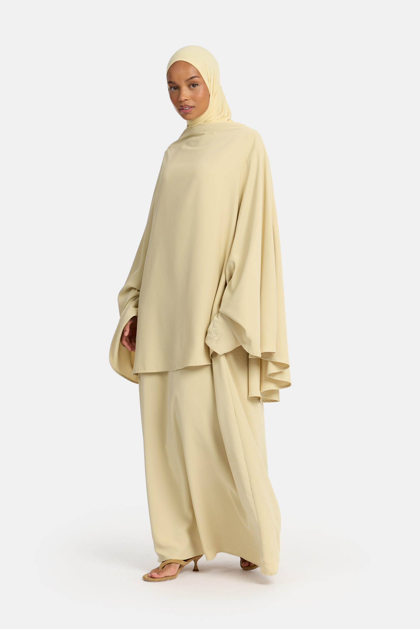 LAYERED CAPE DRESS-SAGE GREEN