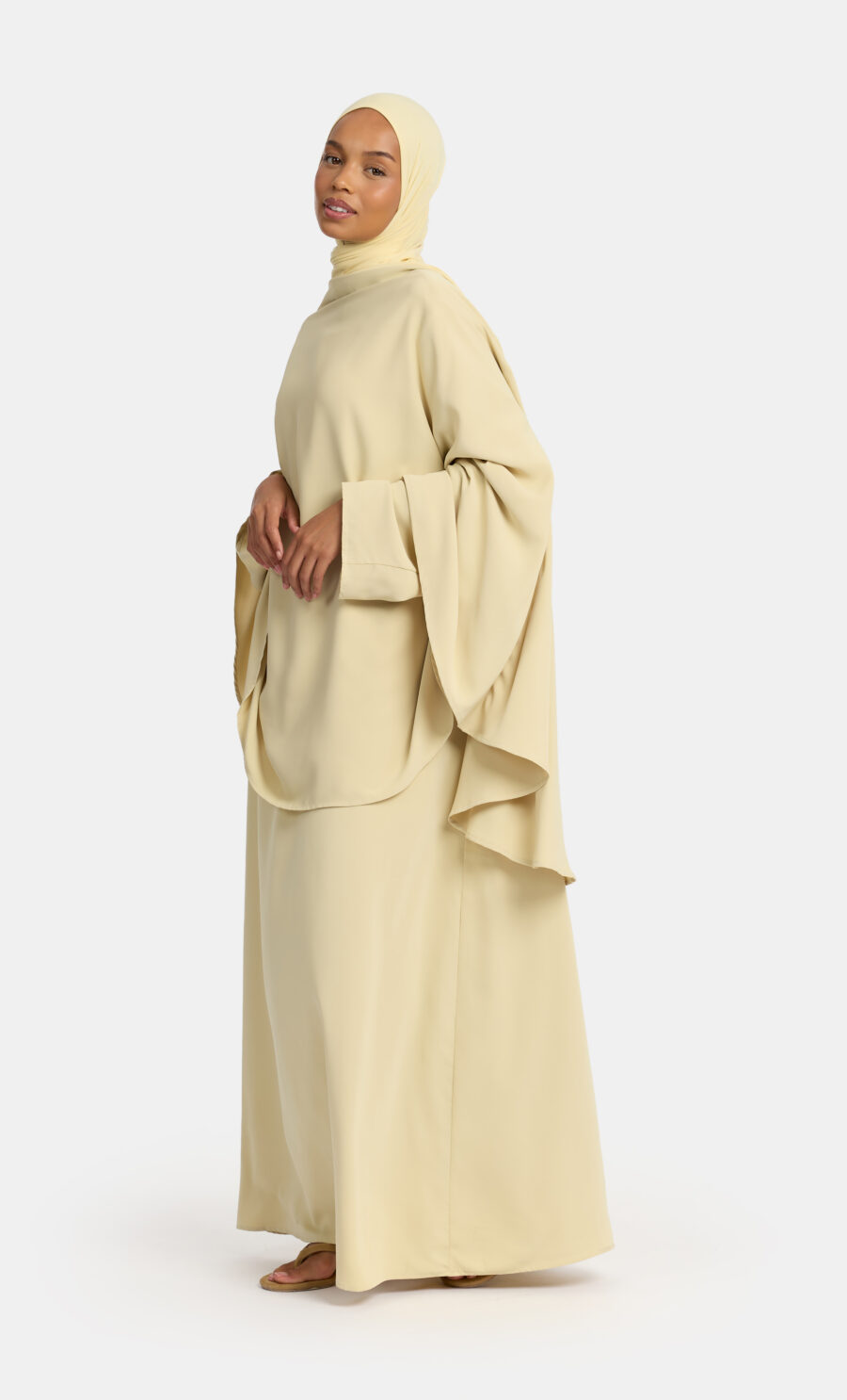 LAYERED CAPE DRESS - SAGE GREEN, S