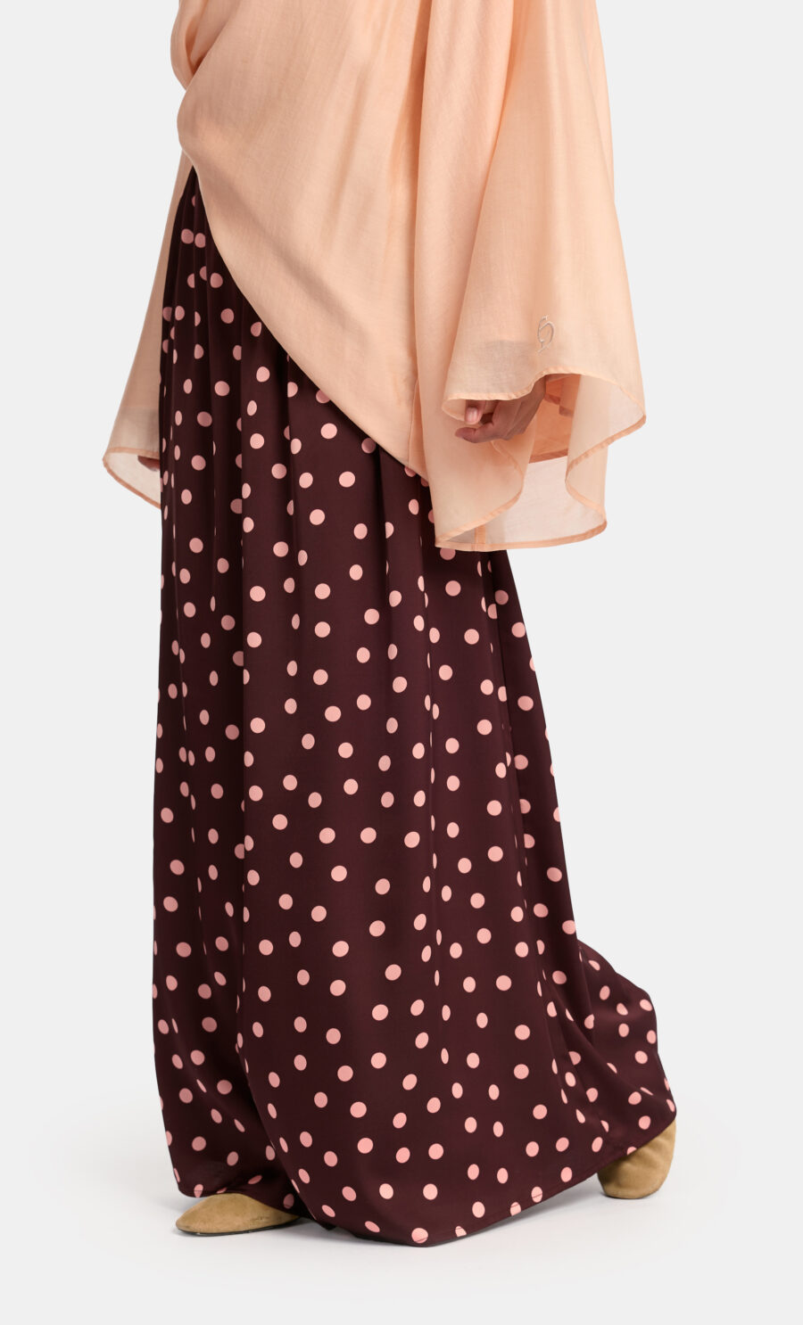 POLKA DOT SKIRT - DARK BROWN, S