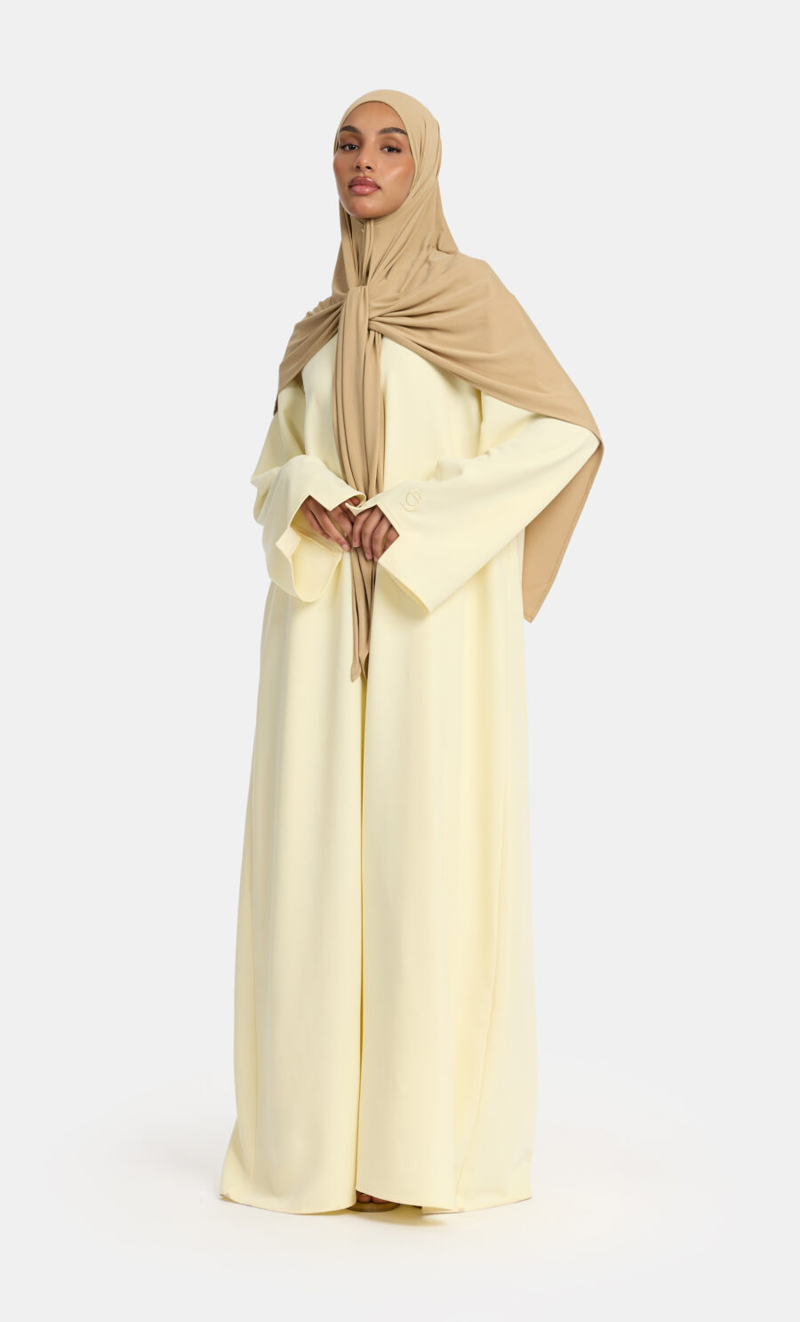 SOFT SKIN CUT ABAYA - PASTEL YELLOW, S