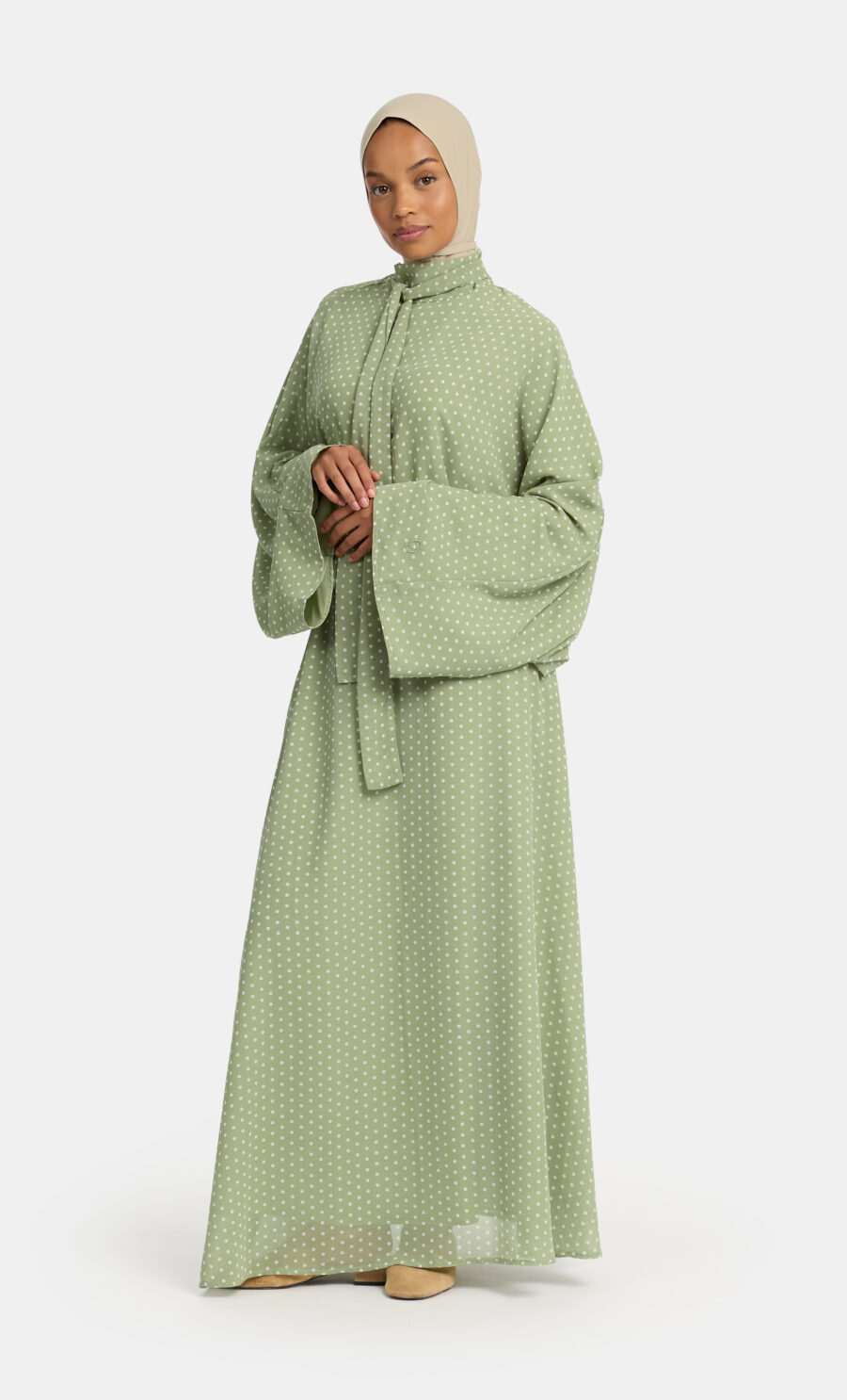 POLKA DOT SKIRT SET - SAGE GREEN, L