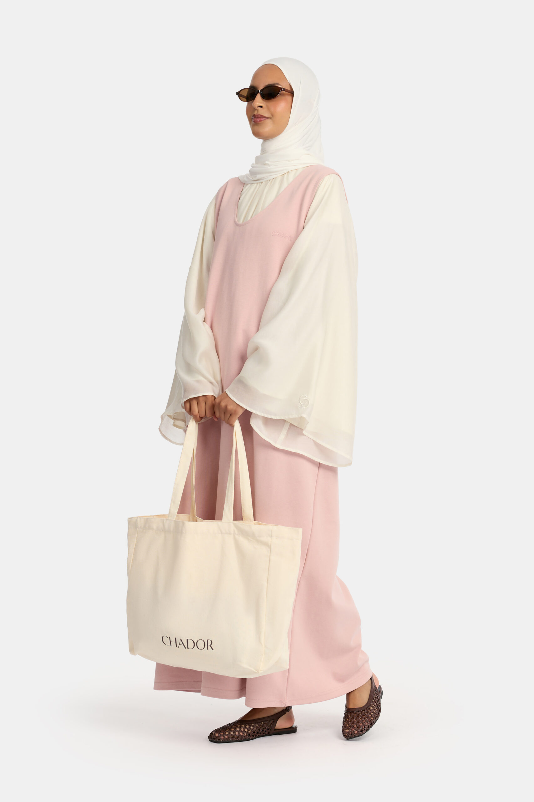 ESSENTIAL LOOSE GILET DRESS-DUSTY ROSE