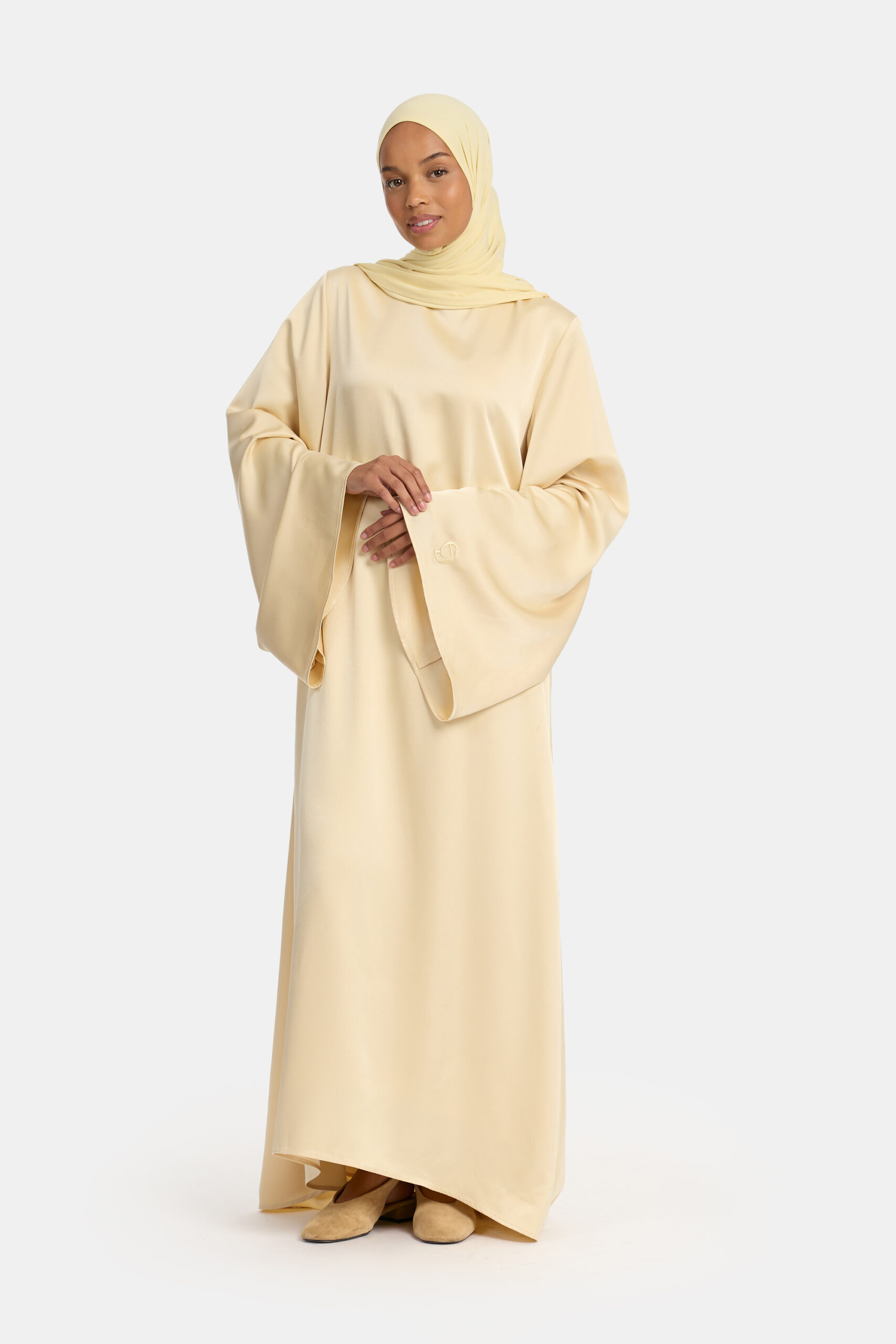 VOLUME SLEEVE DRESS-BUTTER YELLOW