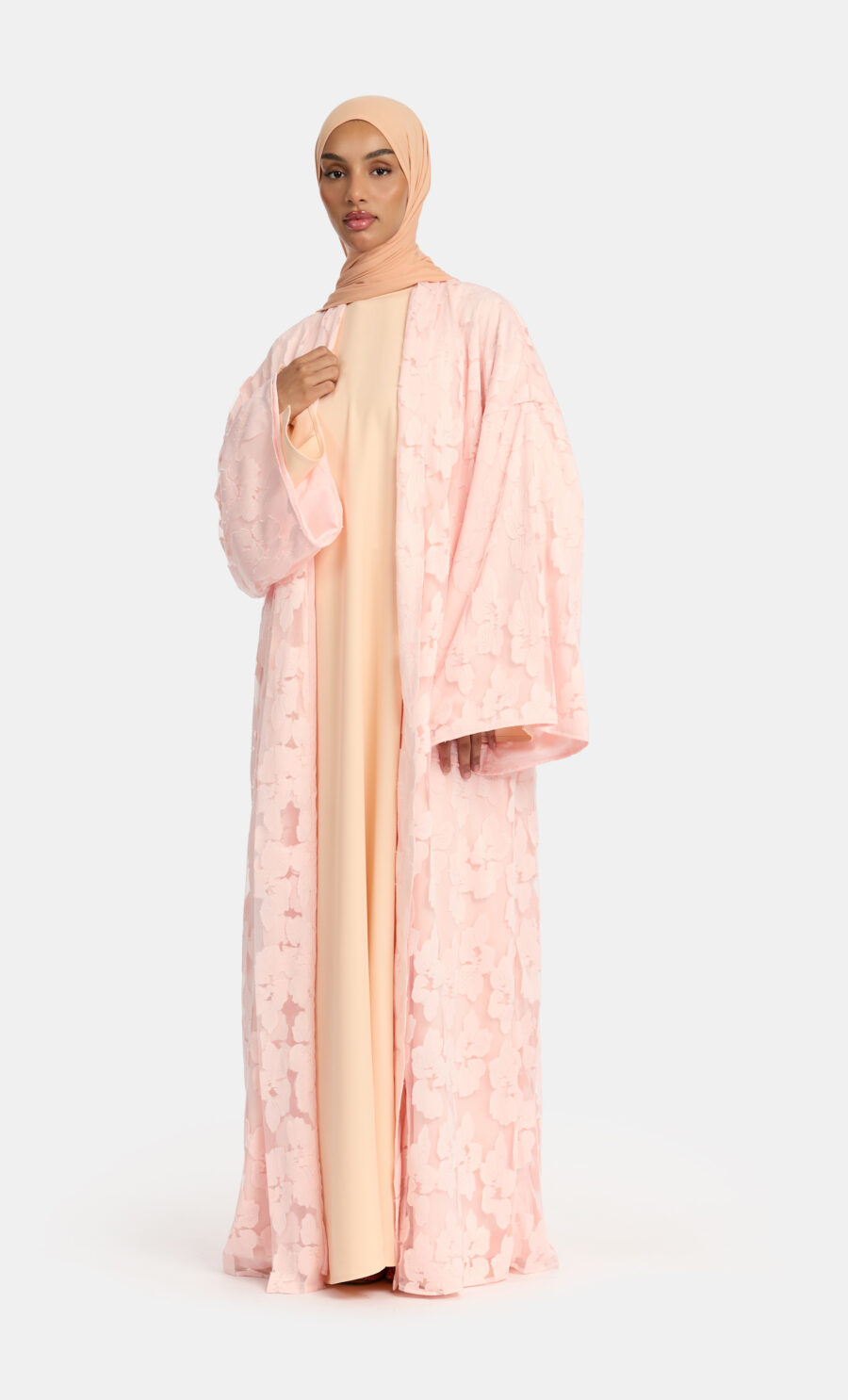 JACQUARD KIMONO - PASTEL PINK, ONE SIZE