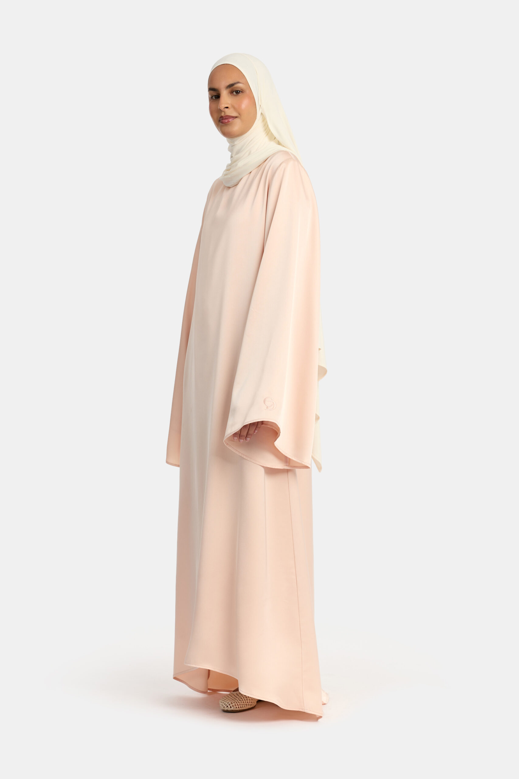 VOLUME SLEEVE DRESS-SOFT PINK