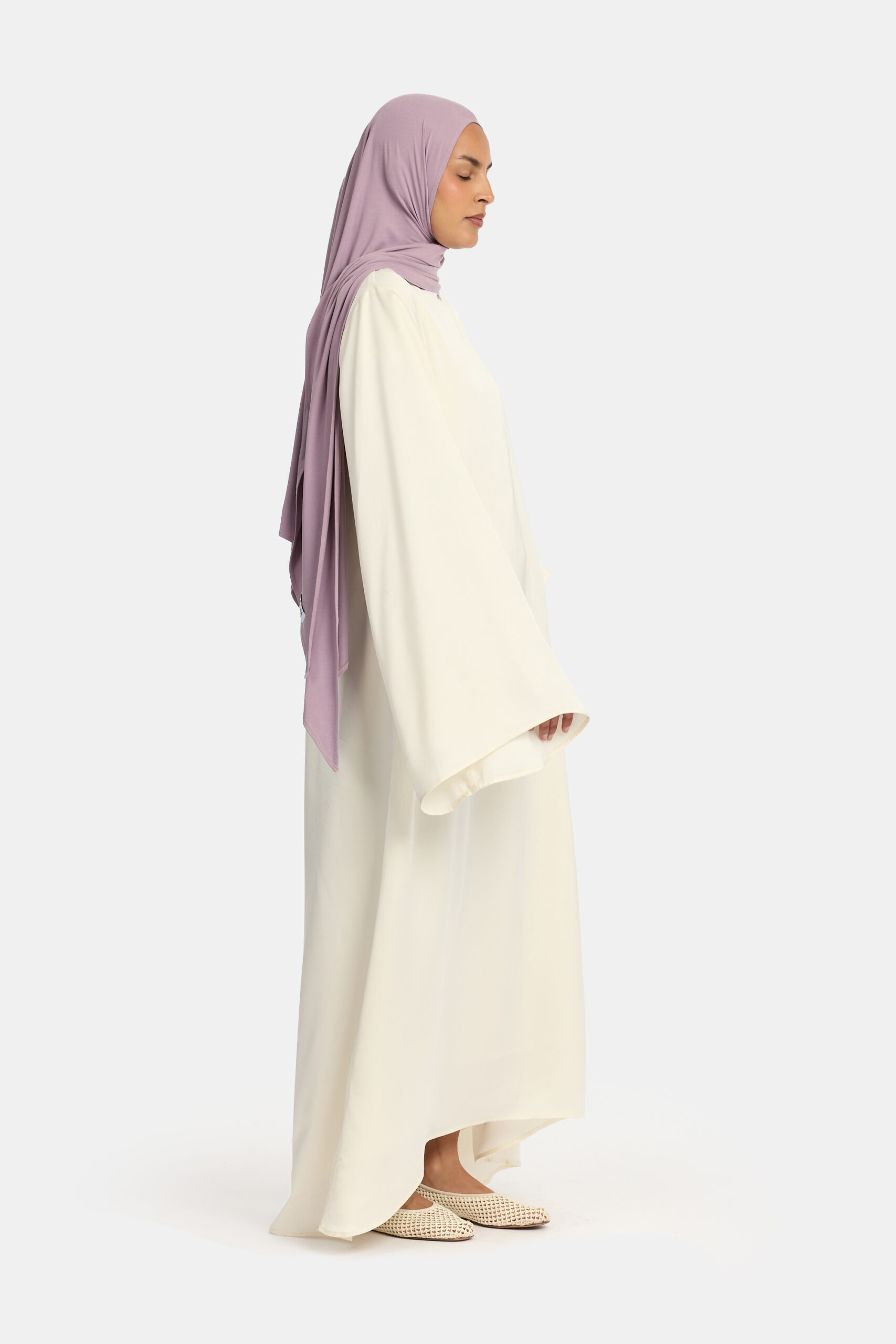 VOLUME SLEEVE DRESS-WHITE