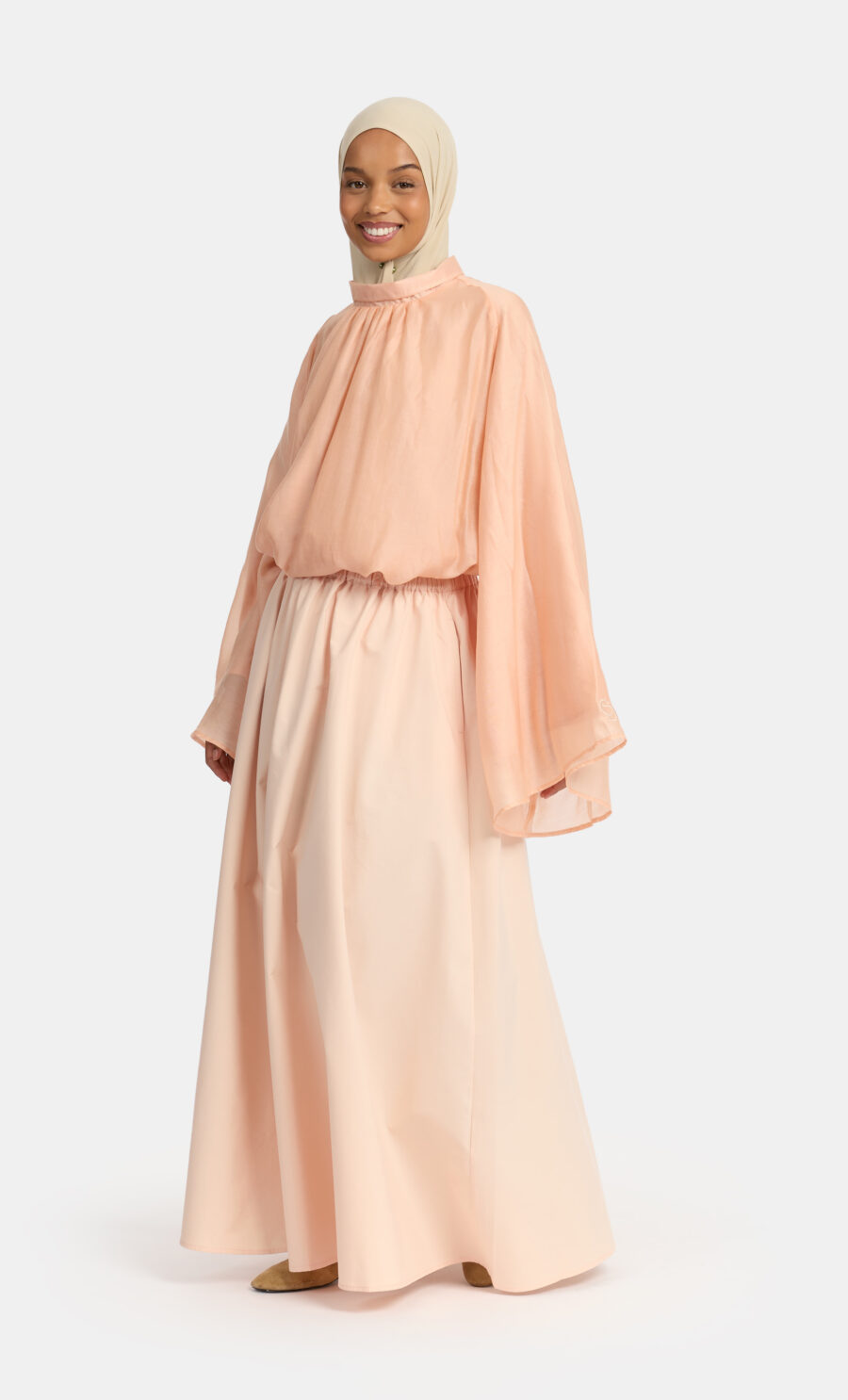 GATHERED MAXI SKIRT - PASTEL PINK, XS