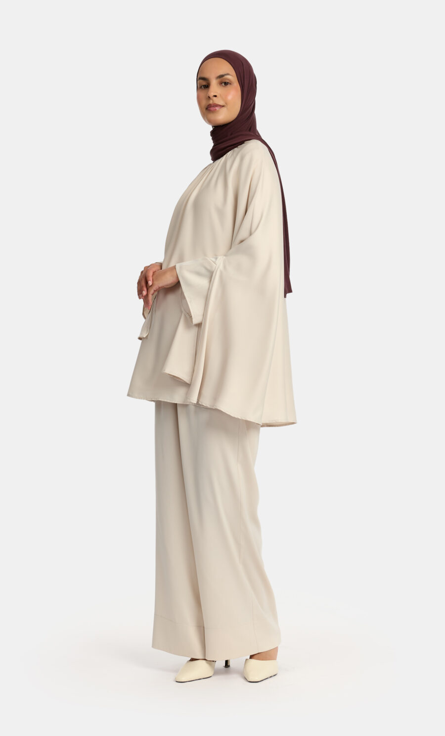 SATIN DRAPE SET - S, STONE