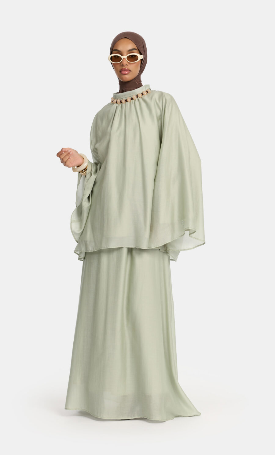 FLOWY TIE SKIRT SET - MINT, S
