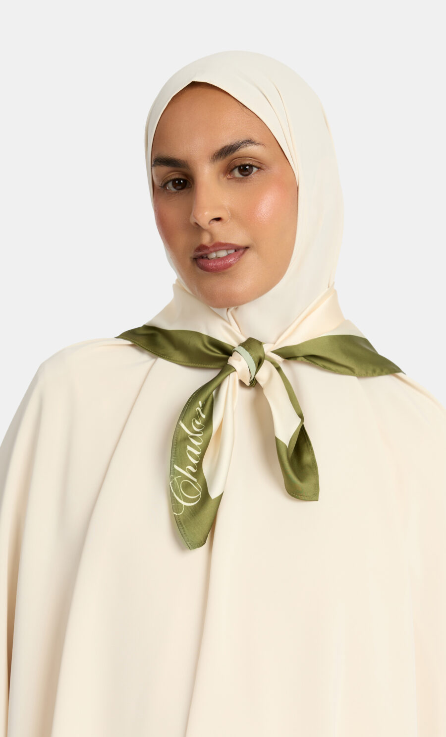 SILKY SCARF - CREAM OLIVE