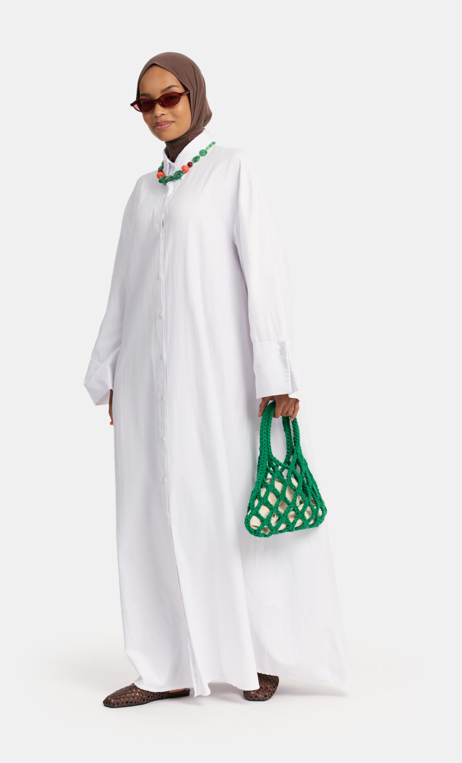 OVERSIZED MAXI BLOUSE - WHITE, 135 CM