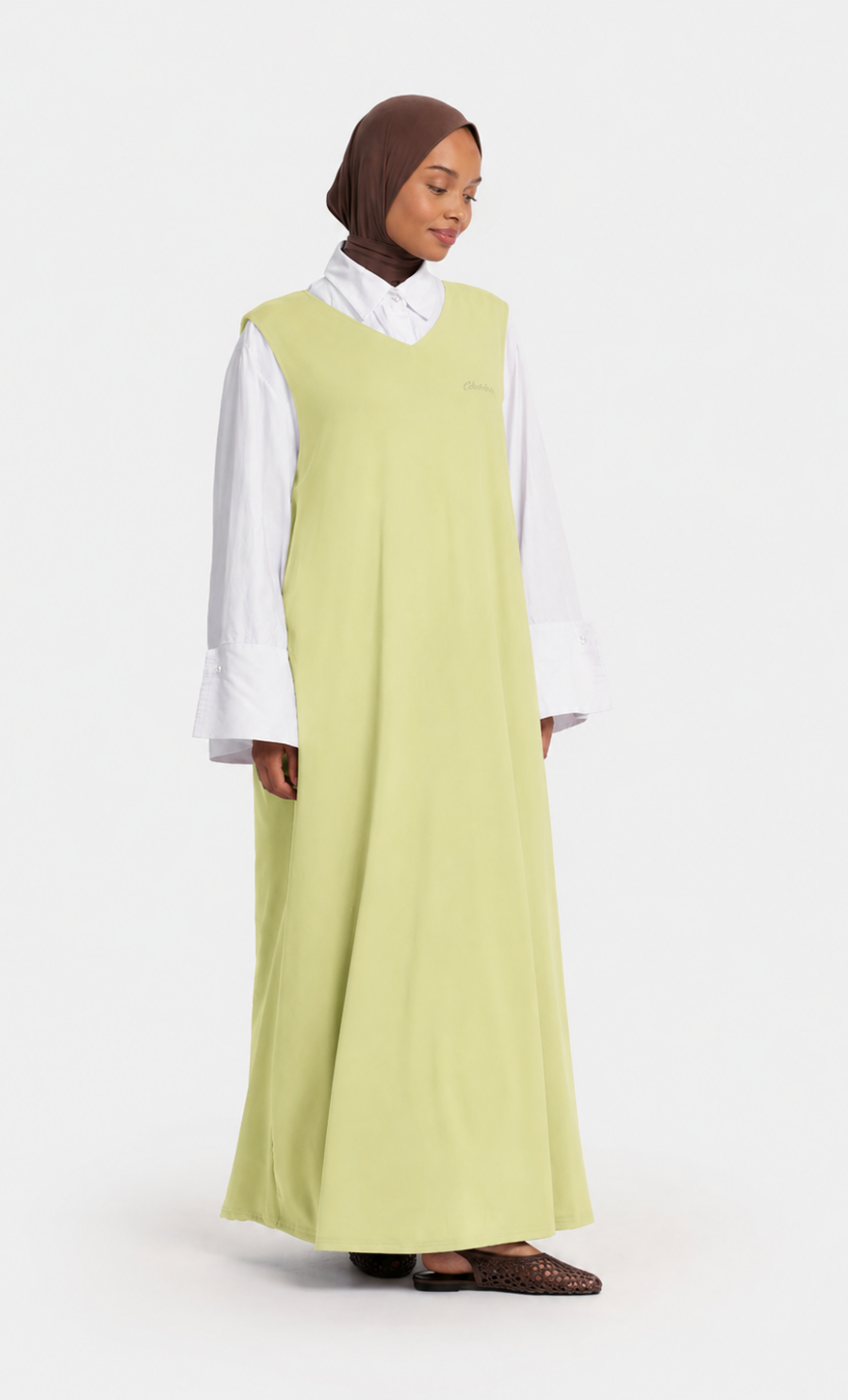 JERSEY GILET DRESS - 135 CM, PISTACHIO