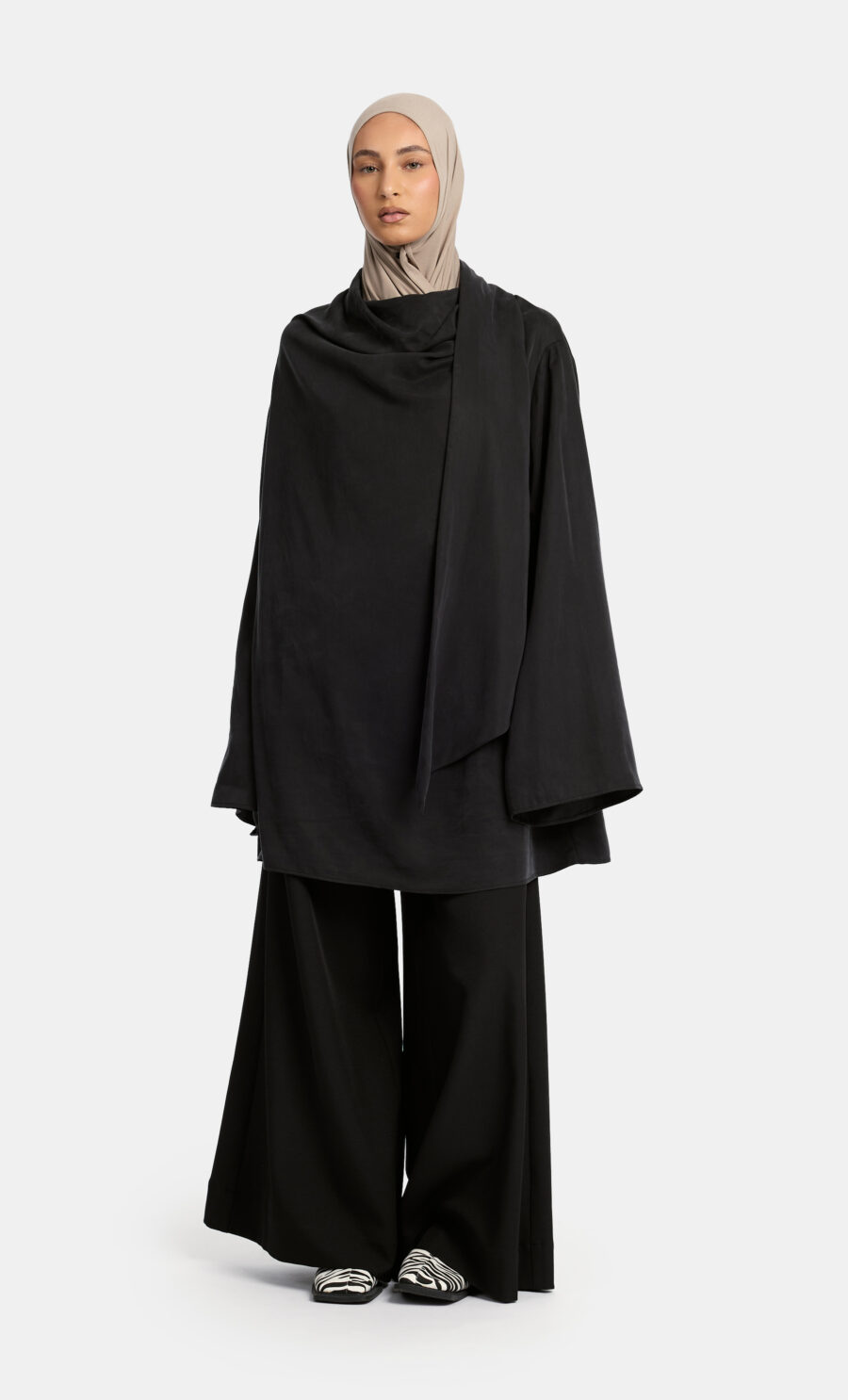DRAPED TOP - BLACK, S