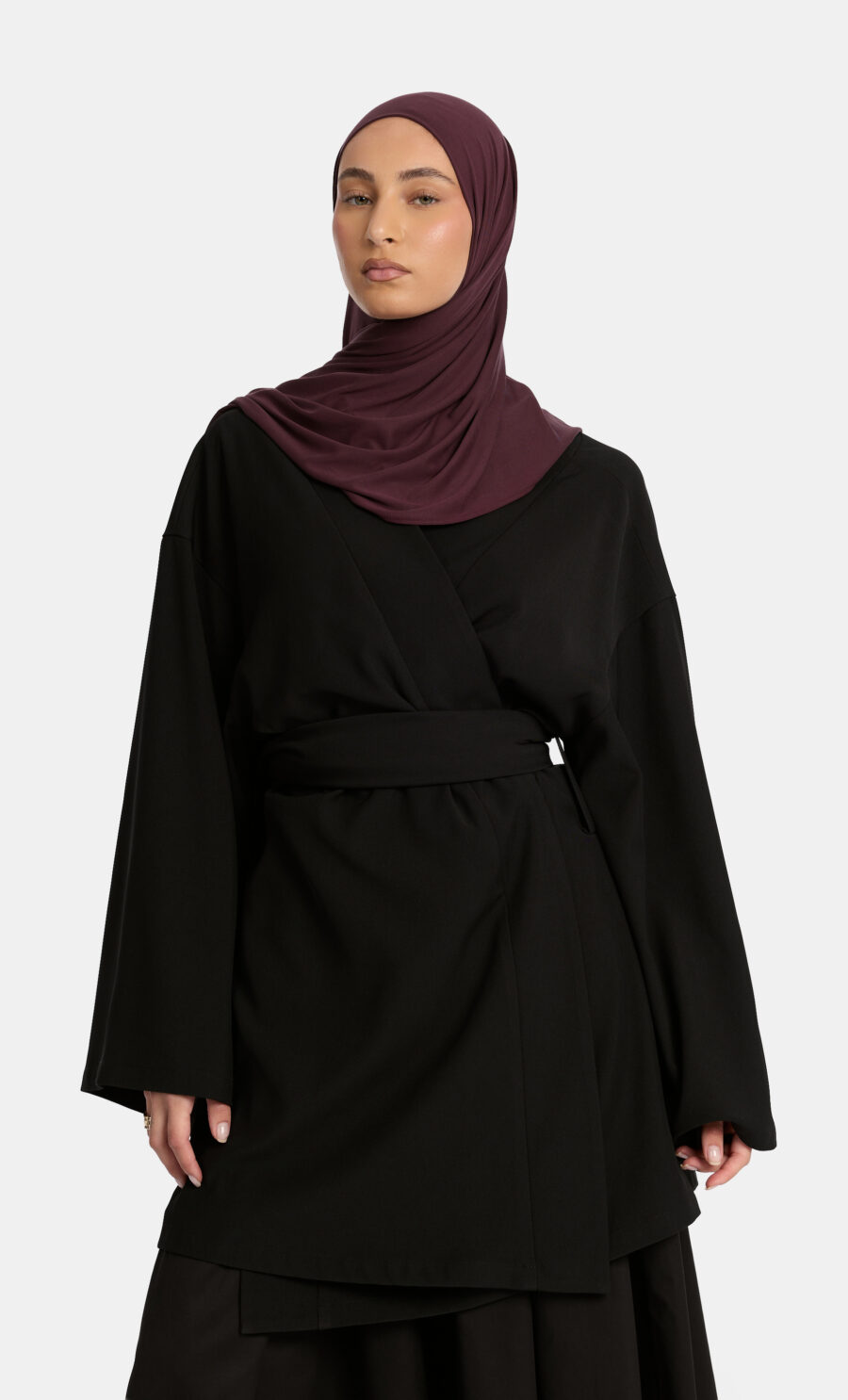 WRAP KIMONO TOP - BLACK, S