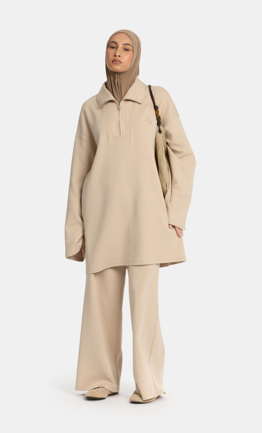 ZIP COLLAR SET - BROWN RICE, S