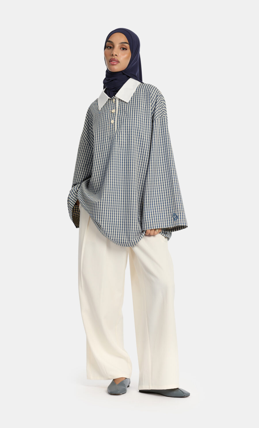 OVERSIZED DETAILED SHIRT - NAVY, S/M