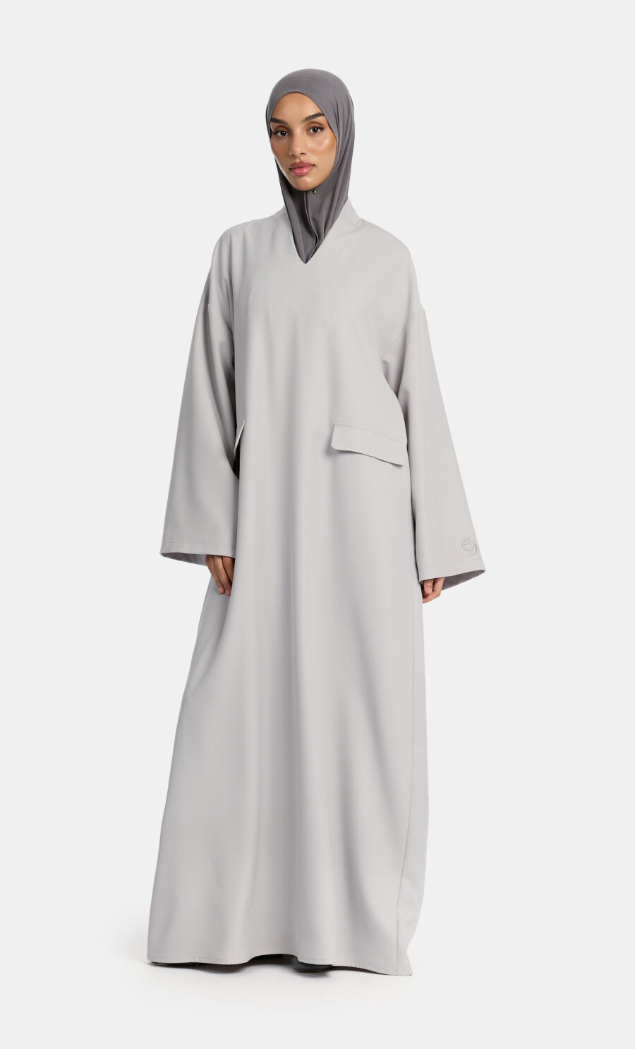 SIGNATURE POCKET DRESS - LIGHT GREY, 135 CM