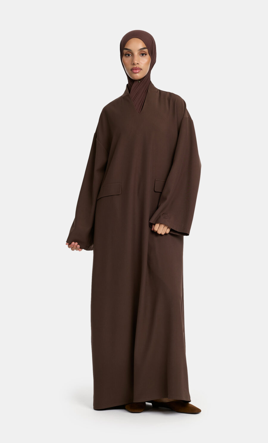 SIGNATURE POCKET DRESS - BROWN, 135 CM