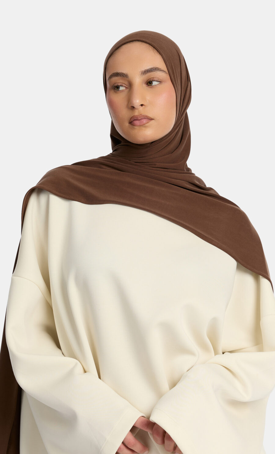 BREATHABLE JERSEY SCARF - DARK BROWN