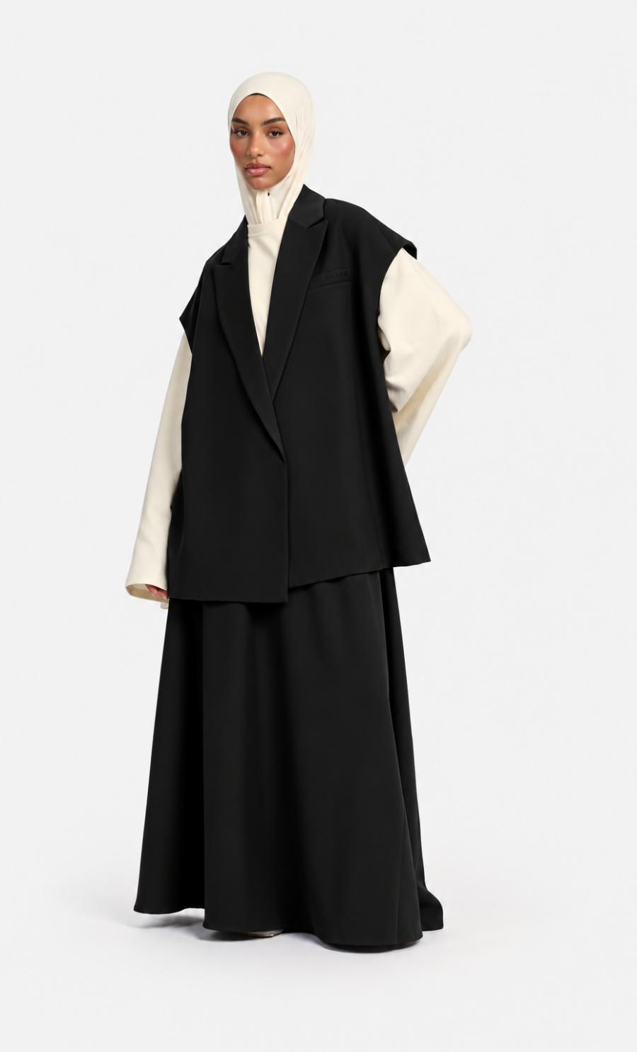 ESSENTIAL GILET SKIRT SET - BLACK, S